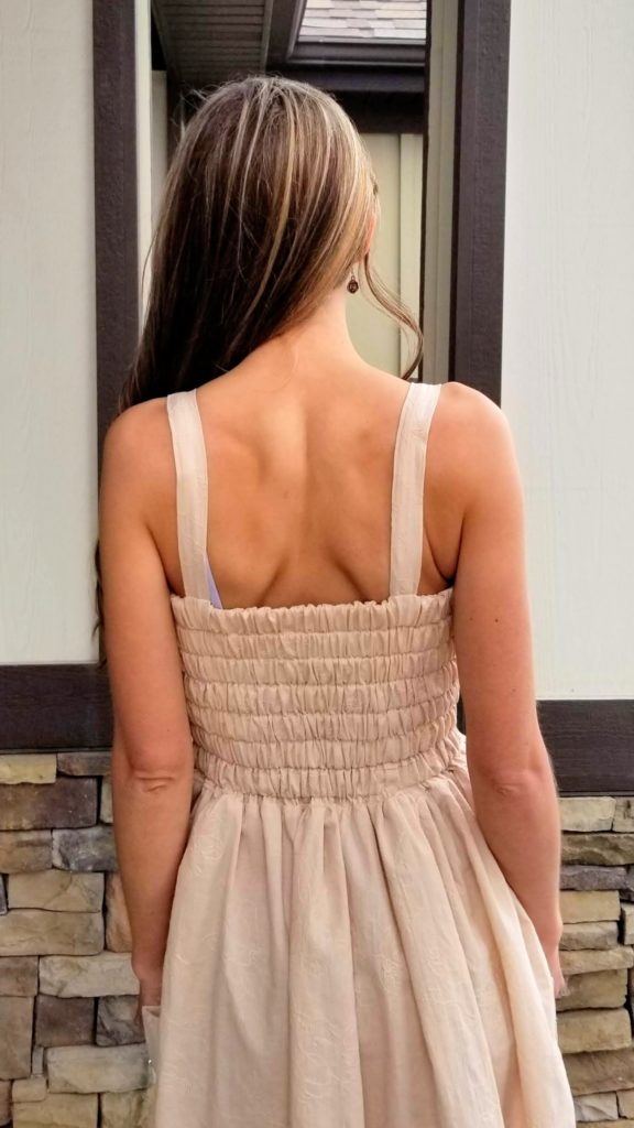 elastic back on woven dress 