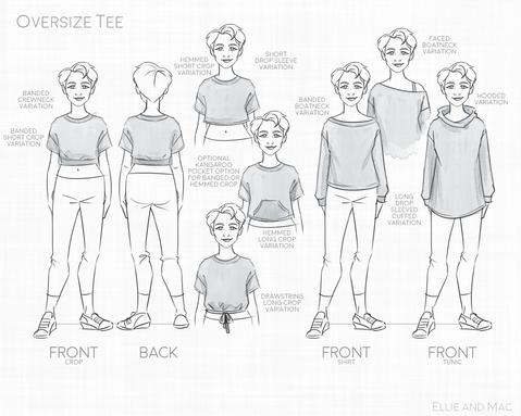 Ellie and Mac Oversized Tee Sewing Pattern